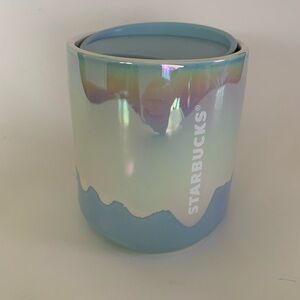 New Starbucks 8oz Blue Pearl Glaze Double Wall Ceramic Tumbler